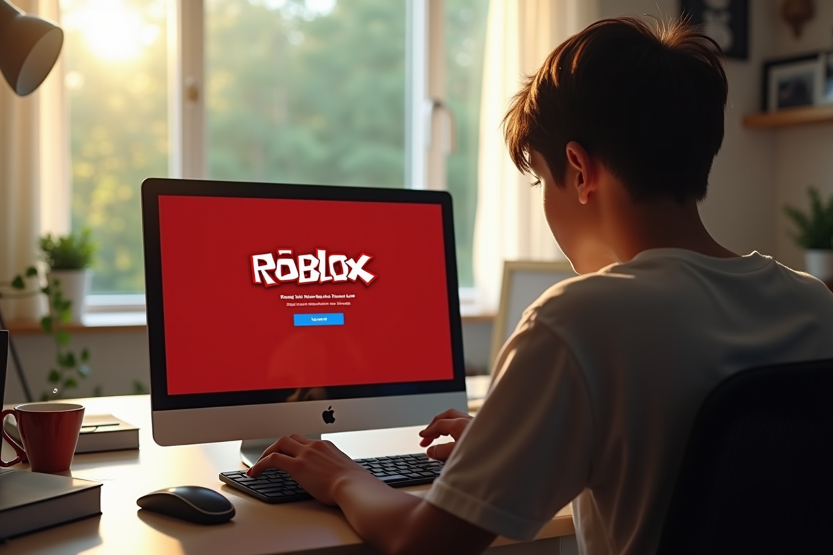 Adolescent frustré devant un ordinateur avec erreur Roblox 429