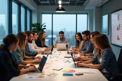 Équipe de designers et développeurs collaborant sur un projet web