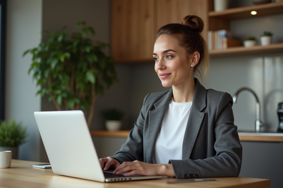 Jeune femme professionnelle travaillant à la maison