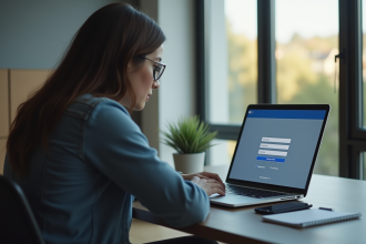 Personne au bureau regardant un écran de récupération de mot de passe